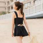 Padded Conservative Swimsuit Steel Support Gathered Belly Cover Swimsuit Svelte Design Thermal Hot Spring Swimwear Casual Wear - Image 3