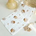 J0PF Drooling Bib Soft Breathable Wash Cloth Print Burping Cloth Face Towel - Image 2