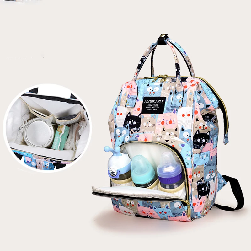 kf-Sb7f1c2b9ad274f09822e104b9b90ecfbY Cartoon Print Mommy Backpack Large Capacity Bottle Storage Bags Diaper Bag Fashion Women's Backpack Maternity Bag New - Image 1