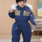 Winter Children Ski Suit Thicken Waterproof Jumpsuit Warm Girl Snow Wear Plus Velvet Infant Clothes Boys Coat 1-5 Year