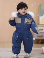 Winter Children Ski Suit Thicken Waterproof Jumpsuit Warm Girl Snow Wear Plus Velvet Infant Clothes Boys Coat 1-5 Year