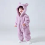 2025 Warm Fleece Hooded Jumpsuits for Autumn Winter Long Sleeve Infant Rompers Newborn Boy Girl Homewear Pajamas - Image 4
