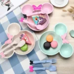 Eating Bowl + Spoon + Fork Feeding Food Tableware Safe Cartoon Bear Children Cutlery Set Anti-Scalding Training Plate - Image 2