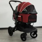 Red Fabric Travel Dog Stroller Pet Cat Carrier Bag Jogger Pram Large - Image 2