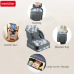 Portable Booster Seat Diaper Bag Travel Toddler Convenient Cushion Kid Chair Washable Straps Safety Buckle Muti-functional - Image 3