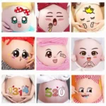 2Pcs Cute Cartoon Expression Pregnant Facial Stomach Belly Sticker Photo Prop - Image 6