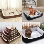 Plush Rectangle Dog Bed for Comfortable Rest, Ideal for Cats and Pets, Sleep Bag, Plush Puppy Kennel Bed in Brown