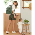 Hop Diaper Bag Backpack Forma, MultiFunction Travel Bag with Changing Pad amp Stroller Attachment, Sage - Image 2