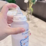 400ml Kawaii Plastic Strawberry Bear Water Bottle For Kids Adult Milk Juice Straw Cup Frosted Leakproof Drinking Bottles - Image 5