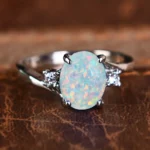 Elegant Promise Ring Inlaid Oval Stone Plated Engagement Wedding Jewelry Symbol Of Eternity - Image 3