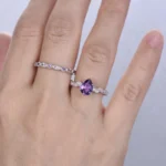 Couple's fashionable purple zircon ring, high-end temperament, love finger, Christmas jewelry gift - Image 3
