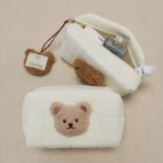 Cute Bear Toiletry Bag Make Up Cosmetic Bags Portable Diaper Pouch Items Organizer Reusable Cotton Cluth Bag for Mommy