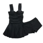 Padded Conservative Swimsuit Steel Support Thermal Belly Cover Swimsuit Gathered Svelte Design Monokini Bandeau Dress