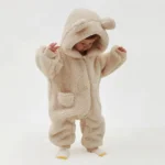 2025 Warm Fleece Hooded Jumpsuits for Autumn Winter Long Sleeve Infant Rompers Newborn Boy Girl Homewear Pajamas - Image 2