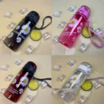 400ml Small Daisy Plastic Water Bottles Creative Drink Kawaii Sports Transparent Water Bottle with Portable Travel Tea Cup