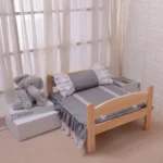 Cute Solid Wood Pet Bed Dog Comfortable Bed Free Full Set of Bedding Pet Supplies Removable and Washable Pet Bed - Image 2