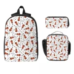 Violin And Music Notes Backpack Student Boys Girls BookBag School Bag Laptop Shoulder Bags 3ps Insulated Lunch Bag Pencil Case
