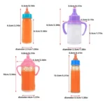 Large size Doll Feeding Bottle Set Care Toy Stroller 2pcs Milk And Juice Bottles With Toy Pacifier For Dolls - Image 3