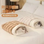 Cat plush sleeping bag winter warm closed pet nest security - Image 2