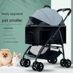 Collapsible Pet Travel Carrier Breathable 4 Wheel Pet Stroller for Cat Dog Bag Sleeping with Storage Basket - Image 2