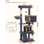 Large Indoor Cat Tree with Extra Large Perch, Hammock, and Sleeping Bag, Multi-Level Cat Shelves with Scratching Posts and 2 Hou - Image 6