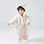 2025 Warm Fleece Hooded Jumpsuits for Autumn Winter Long Sleeve Infant Rompers Newborn Boy Girl Homewear Pajamas - Image 5