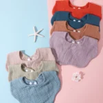 Random 3pc Bibs Infant Burp Cloths Stuff Feeding Drool Bandana Saliva Towel Toddler Ruffle Solid Color Bib Accessories - Image 5