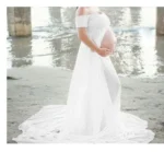 Fashion Maternity Photography Props White Maternity Sexy Lace Maternity Dress Pregnant Women Fancy Shooting Photo Pregnant Dress - Image 6