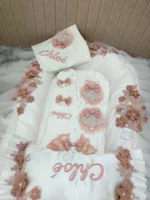 Dollbling 5pcs Newborn Welcome Home Outfits Cotton Infant Luxury Personalized Embroidery Blanket Set - Image 2