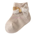 R6FD Girls Ankle Socks Breathable Cotton Mesh Socks with Bowknot for Dress Up and Casual Wear Infants Short Dance Socks - Image 2