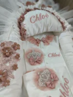 Dollbling 5pcs Newborn Welcome Home Outfits Cotton Infant Luxury Personalized Embroidery Blanket Set - Image 4