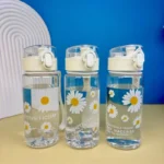 400ml Small Daisy Plastic Water Bottles Creative Drink Kawaii Sports Transparent Water Bottle with Portable Travel Tea Cup - Image 4