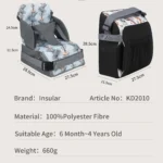 Portable Booster Seat Diaper Bag Travel Toddler Convenient Cushion Kid Chair Washable Straps Safety Buckle Muti-functional - Image 6