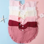 Random 3pc Bibs Infant Burp Cloths Stuff Feeding Drool Bandana Saliva Towel Toddler Ruffle Solid Color Bib Accessories - Image 2