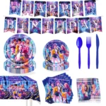 KPOP Demon Hunter Birthday Party Set Disposable Tableware Kit with Plate Cake Topper for Shower And Birthday Decorations - Image 4