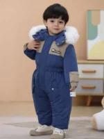 Winter Children Ski Suit Thicken Waterproof Jumpsuit Warm Girl Snow Wear Plus Velvet Infant Clothes Boys Coat 1-5 Year - Image 2