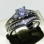 2025 New European and American Four Claw Inlaid Zircon 2-piece Jewelry Set with Exquisite and Premium Design, Light Luxury Ring - Image 2