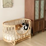 Rattan pet bedding handwoven dog sofa rattan chair cat princess bed ins small rattan bed