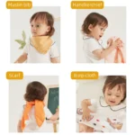 Elinfant 5PCS Bamboo Cotton Muslin Bibs 60x60cm Soft Drool Bibs Comfortable Scarf Burp Cloth - Image 5