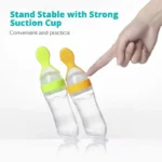 Safe Useful Silicone Bottle With Spoon Food Supplement Rice Cereal Bottles Squeeze Spoon Milk Feeding Bottle Cup - Image 2