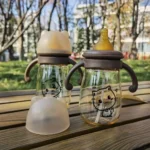 300ML Bottle Feeding Cup PPSU Infant Drop-proof Wide-caliber Milk Bottle Childrens Drinking Cup Straw Double Handle