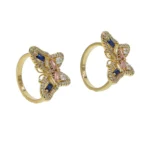 Colorful Blue Pink Yellow Zircon Big Butterfly Finger Women's Gold Plated Rings Pave Cubic Zircon Christmas Party Gift Jewelry - Image 5