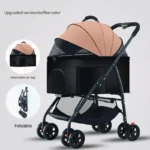 Collapsible Pet Travel Carrier Breathable 4 Wheel Pet Stroller for Cat Dog Bag Sleeping with Storage Basket