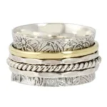 Jianjie Light Luxury Unisex's Retro Silver Carving Two Tone Nested Circular Rings Classic Ethnic Style New Ring Jewelry Trend - Image 5