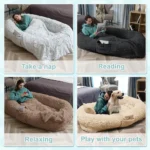 Jumbo 71x45 Faux Fur Dog Bed with Orthopedic Support for Humans & Pets, Washable Cozy Bedding Set - Image 6