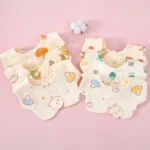 Cotton Saliva Towel With Gauze, Six Layers For Newborns, Waterproof Bib Cartoon, Absorbent And Stain Resistant Bib - Image 2