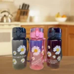 400ml Small Daisy Plastic Water Bottles Creative Drink Kawaii Sports Transparent Water Bottle with Portable Travel Tea Cup - Image 2