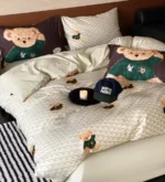 Cute cartoon koala panda dog grey brown bedding set,full queen king sand cotton home textile bed sheet pillow case quilt cover - Image 6