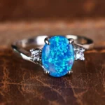 Elegant Promise Ring Inlaid Oval Stone Plated Engagement Wedding Jewelry Symbol Of Eternity