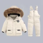 Two-piece Set Children Outdoor artificial Down Jacket Winter Clothing Ski Wear Jumpsuit Clothing Warm Suit Infant Snowsuit coat - Image 2